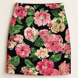 Talbots Floral Pencil Skirt Stretch Cotton Lined Career Work Womens 2P 2 Petite